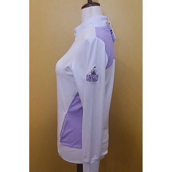 Footjoy Womens Full Zip Jacket White Purple Craguns Legacy New Pockets Wicking - Picture 3 of 14